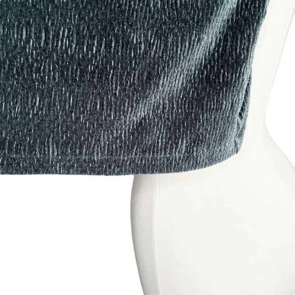 Madewell Texture & Thread Top M Green Crinkle Velvet Flutter Sleeve Blouse - Picture 4 of 5